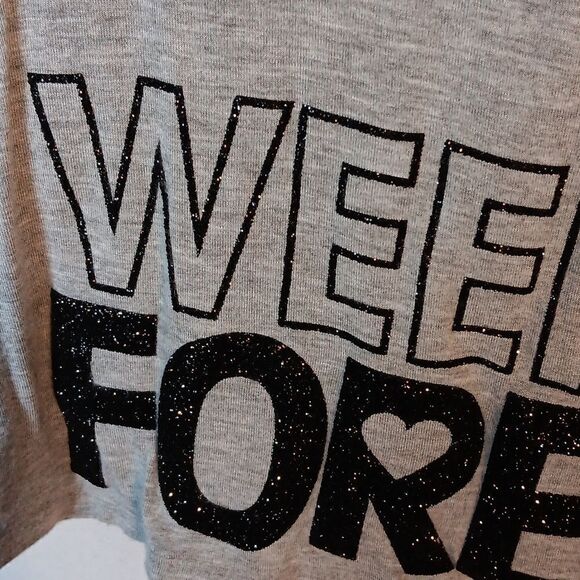 Justice Girl's Glitter "Weekend Forever" Cropped Tee - Picture 2 of 6